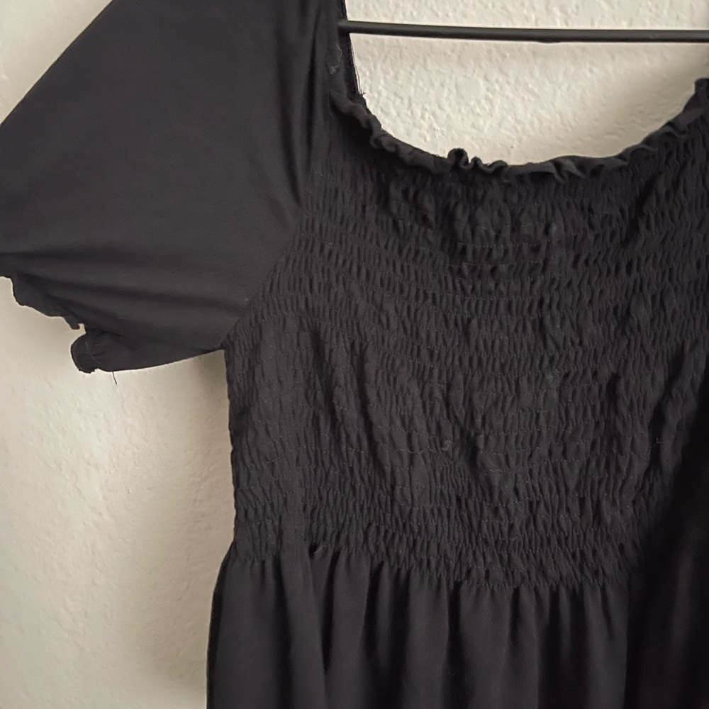 Poof! Elegant Black Smocked Blouse